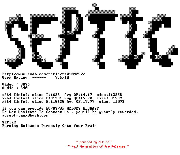 NFO for the release Few.Good.Men.1992.720p.BluRay.x264-SEPTiC by SEPTiC
