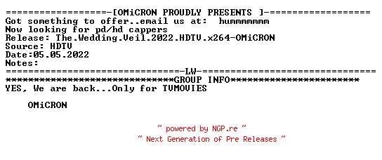NFO for the release The.Wedding.Veil.2022.HDTV.x264-OMiCRON by OMiCRON