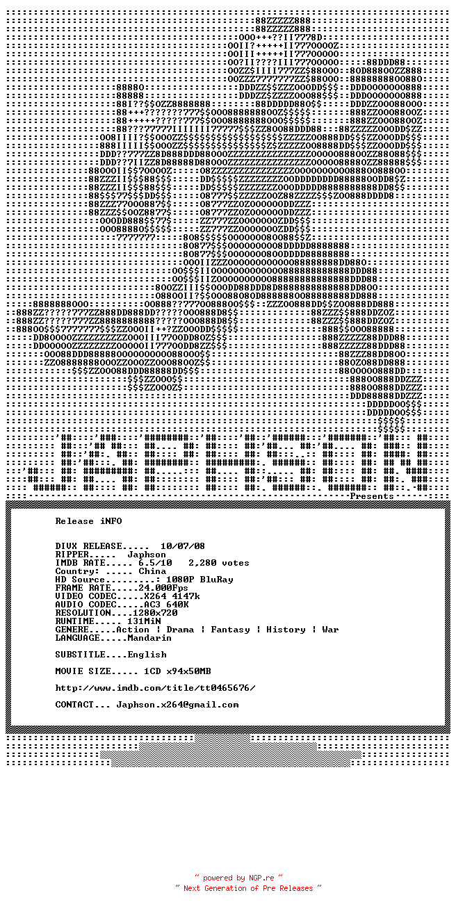 NFO for the release The.Banquet.2006.720p.BluRay.x264-Japhson by Japhson