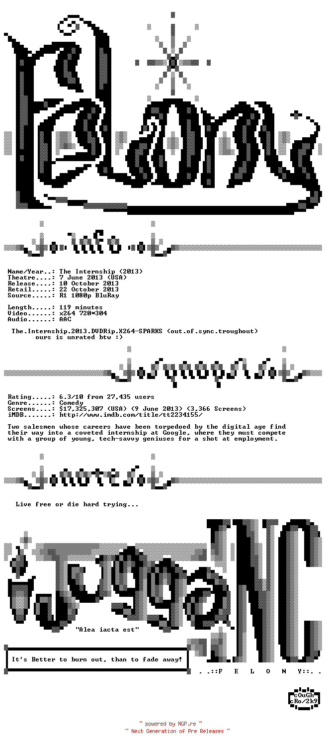 NFO for the release The.Internship.2013.UNRATED.2013.BDRip.x264-Larceny by Larceny