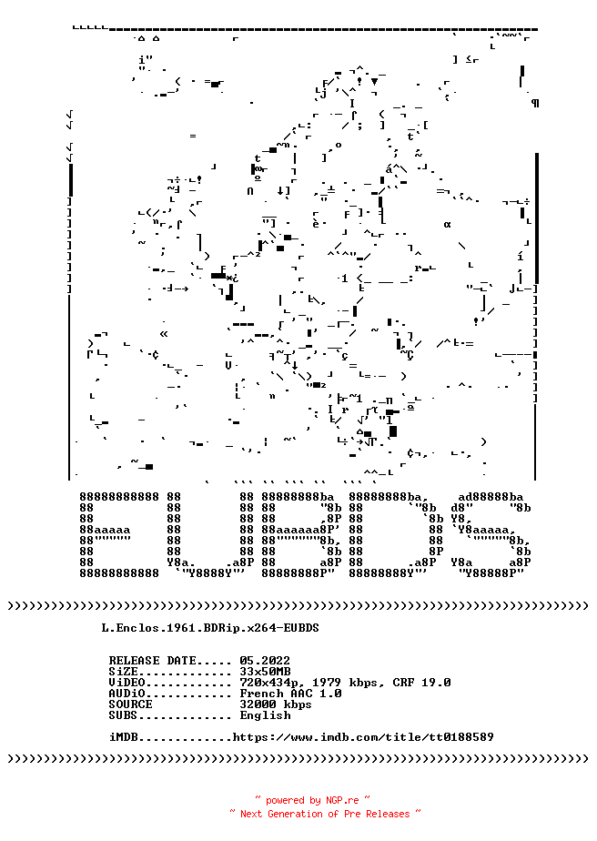 NFO for the release L.Enclos.1961.iNTERNAL.BDRip.x264-EUBDS by EUBDS