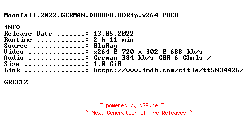 NFO for the release Moonfall.2022.GERMAN.DUBBED.BDRip.x264-POCO by POCO