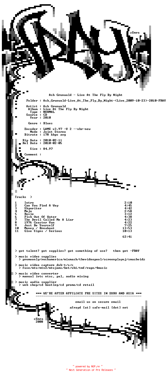NFO for the release Ash_Grunwald-Live_At_The_Fly_By_Night-(Live_2009-10-23)-2010-FRAY by FRAY