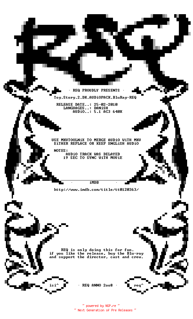 NFO for the release Toy.Story.2.DK.AUDiOPACK.BluRay-REQ by REQ