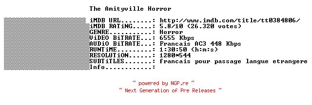 NFO for the release The.Amityville.Horror.2005.FRENCH.720p.BluRay.x264-THENiGTMAREiNHD by THENiGTMAREiNHD