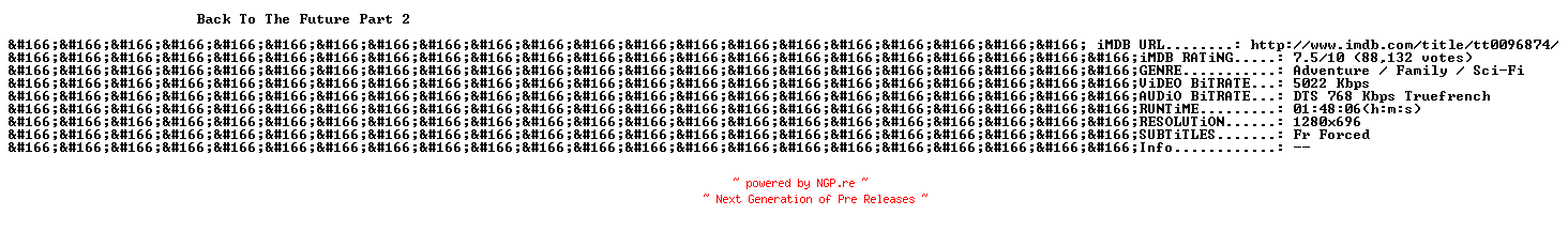 NFO for the release Back.To.The.Future.Part.II.1989.FRENCH.720p.BluRay.x264-THENiGHTMAREiNHD by THENiGHTMAREiNHD