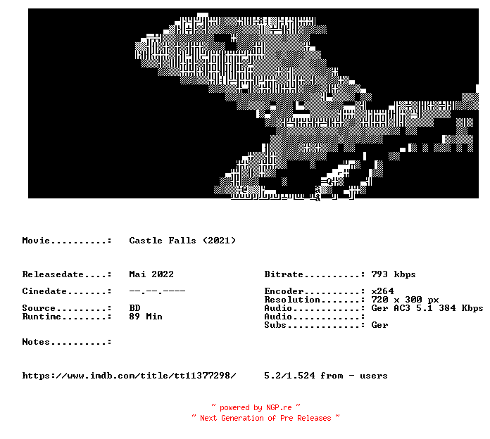 NFO for the release Castle.Falls.2021.German.BDRip.x264-LizardSquad by LizardSquad