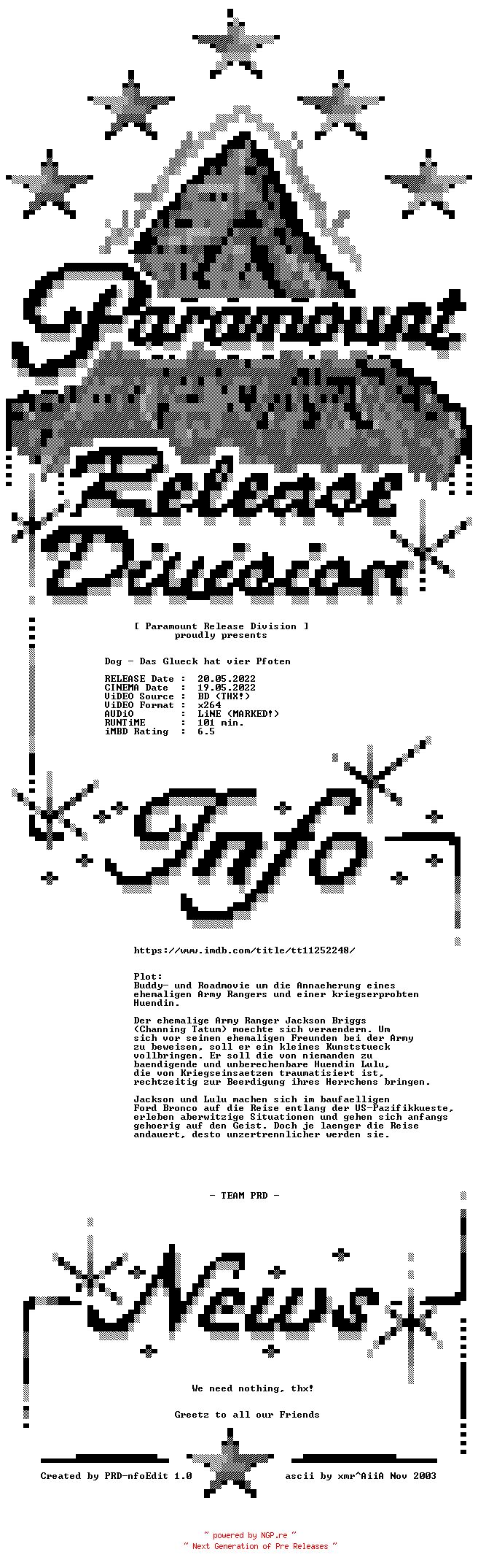 NFO for the release Dog.Das.Glueck.hat.vier.Pfoten.2022.German.LD.BDRip.x264-PRD by PRD