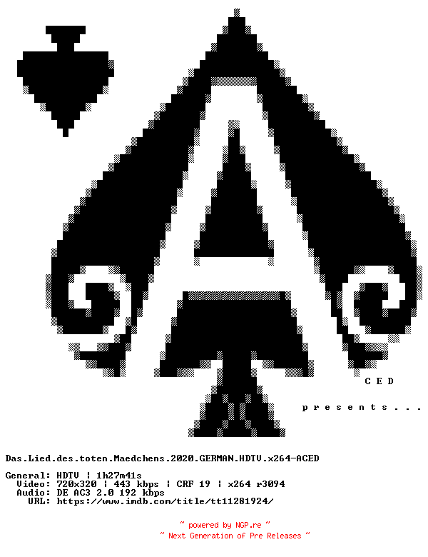 NFO for the release Das.Lied.des.toten.Maedchens.2020.GERMAN.HDTV.x264-ACED by ACED