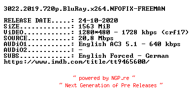 NFO for the release 3022.2019.720p.BluRay.x264.NFOFIX-FREEMAN by FREEMAN