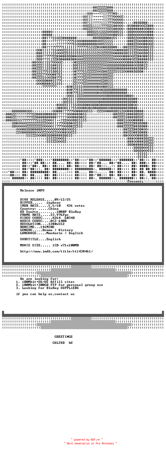 NFO for the release The.Founding.Of.A.Republic.2009.720p.BluRay.x264-Japhson by Japhson