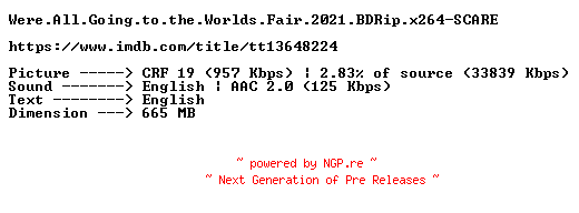 NFO for the release Were.All.Going.to.the.Worlds.Fair.2021.BDRip.x264-SCARE by SCARE