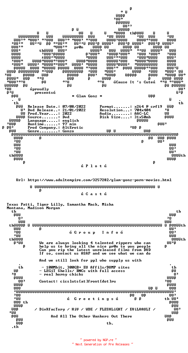 NFO for the release Glam.Gonz.XXX.DVDRip.x264-CiCXXX by CiCXXX