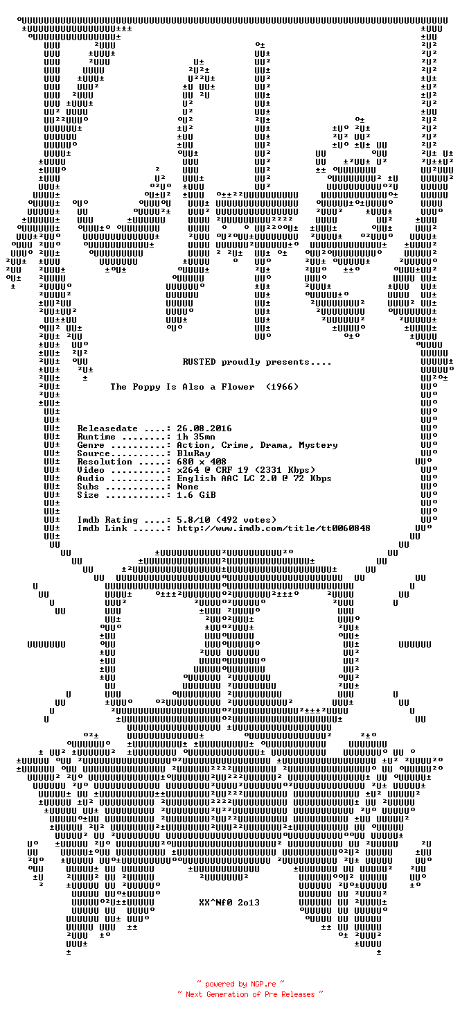 NFO for the release The.Poppy.Is.Also.a.Flower.1966.BDRip.x264-RUSTED by RUSTED