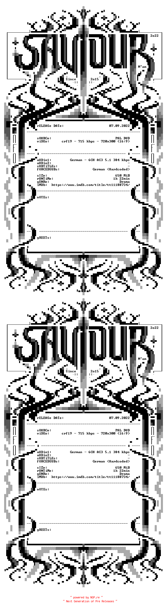 NFO for the release Unter.den.Sternen.von.Paris.German.2020.AC3.DVDRiP.x264-SAViOUR by SAViOUR