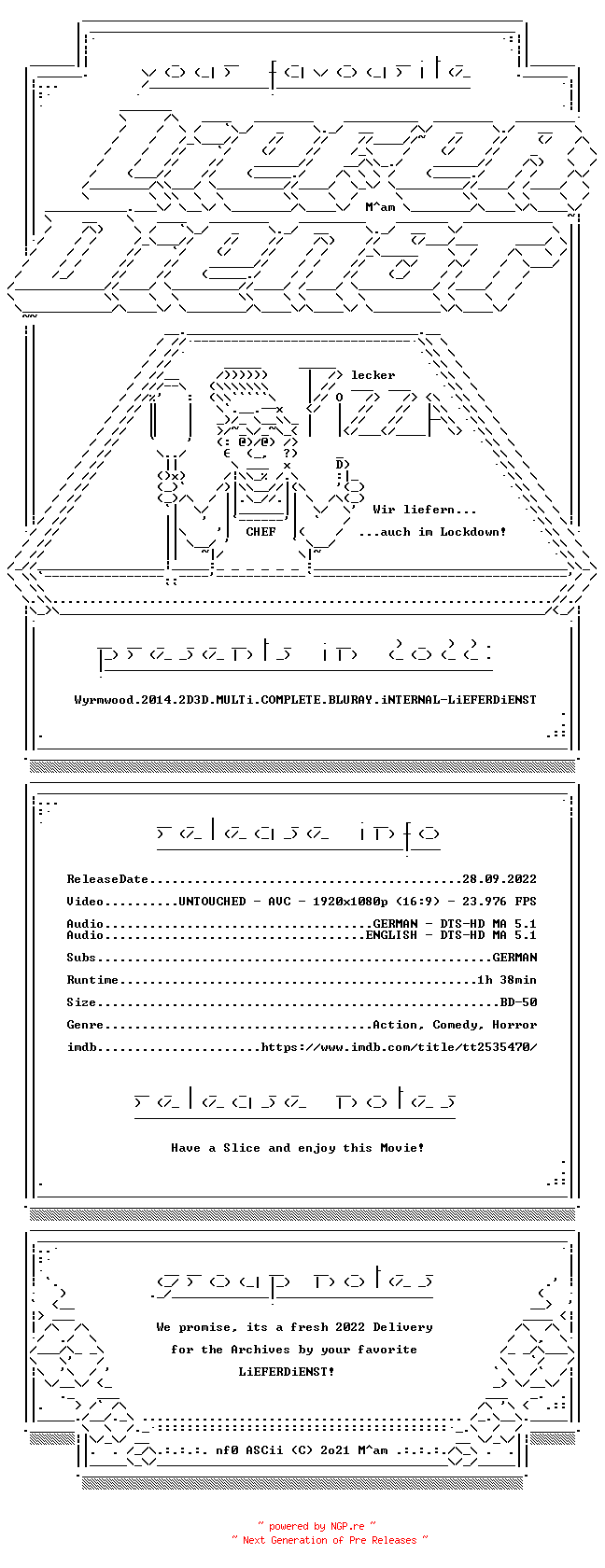 NFO for the release Wyrmwood.2014.2D3D.MULTi.COMPLETE.BLURAY.iNTERNAL-LiEFERDiENST by LiEFERDiENST