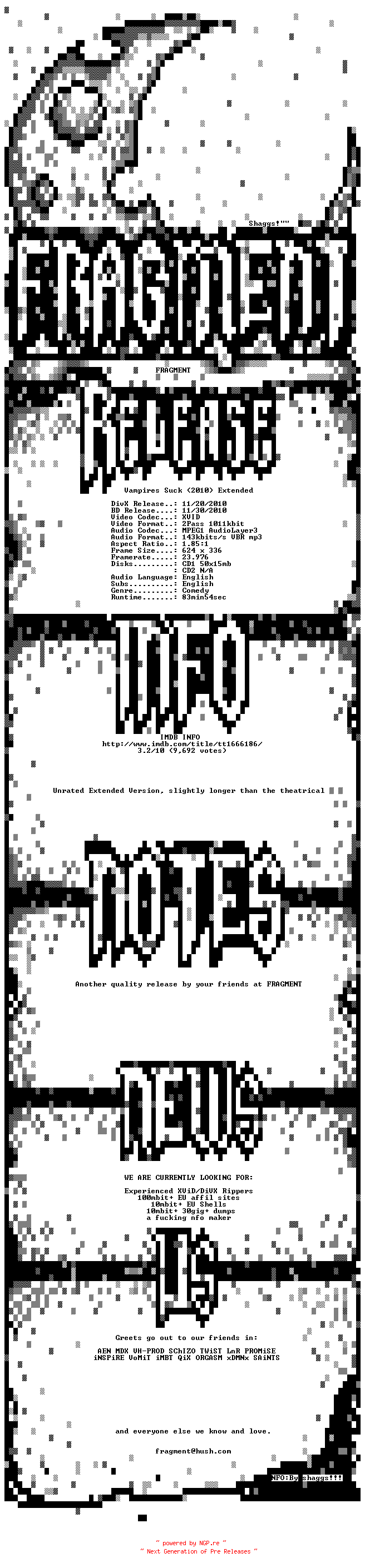 NFO for the release Vampires.Suck.2010.EXTENDED.BDRip.XviD-FRAGMENT by FRAGMENT