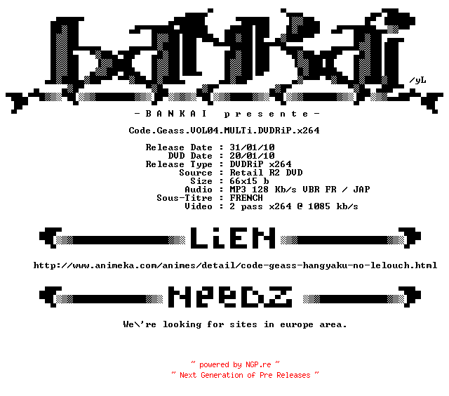 NFO for the release Code.Geass.VOL04.iNTERNAL.MULTi.DVDRiP.x264-BANKAi by BANKAi