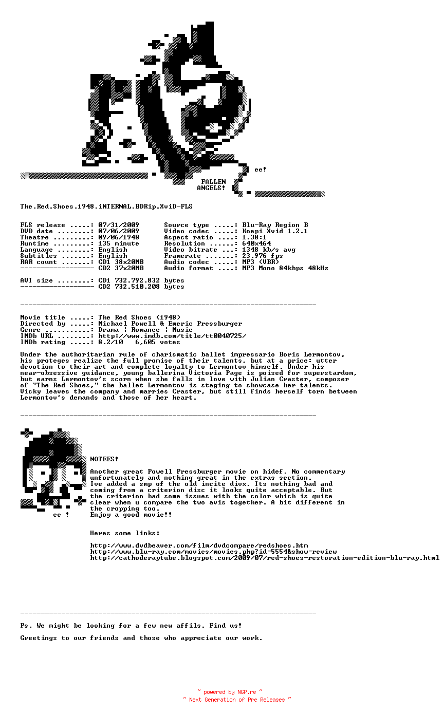 NFO for the release The.Red.Shoes.1948.iNTERNAL.BDRip.XviD-FLS by FLS