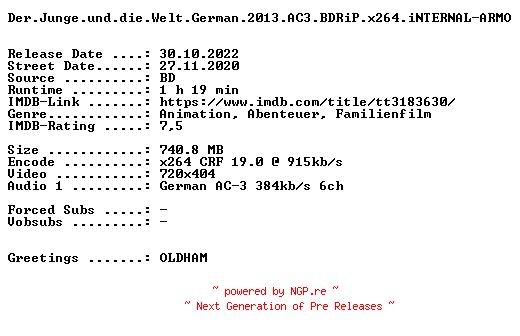 NFO for the release Der.Junge.und.die.Welt.German.2013.AC3.BDRiP.x264.iNTERNAL-ARMO by ARMO