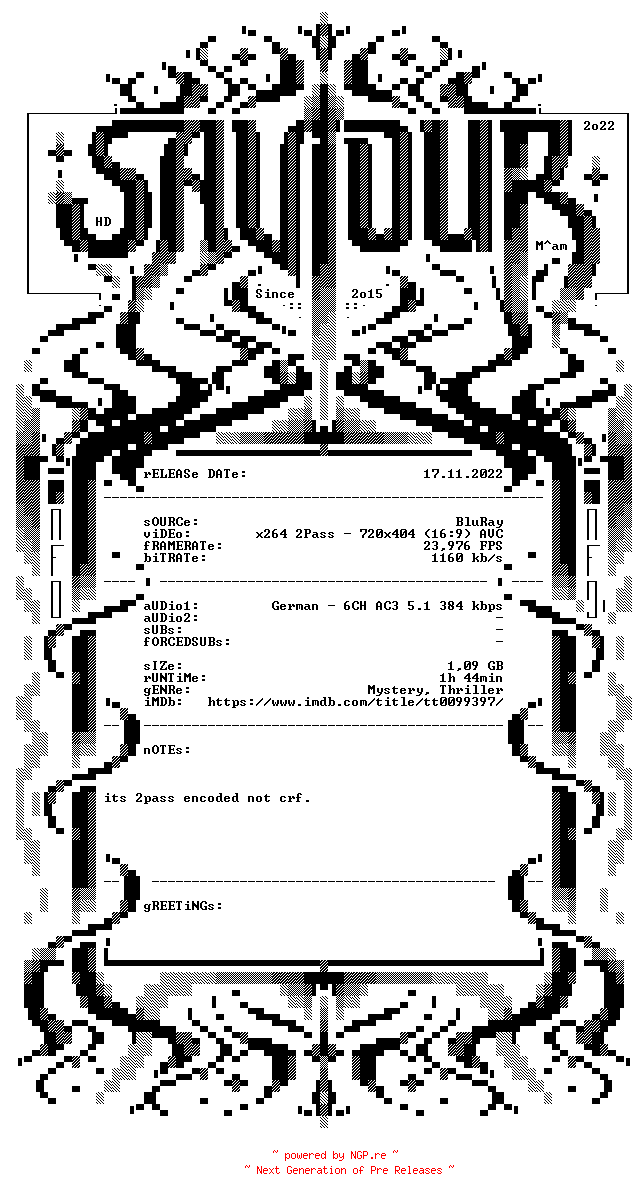 NFO for the release Wehrlos.German.1991.AC3.BDRiP.x264.NFOFiX-SAViOUR by SAViOUR