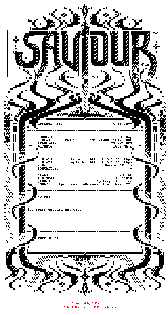 NFO for the release Wehrlos.1991.German.DL.1080p.BluRay.x264.NFOFiX-SAViOUR by SAViOUR