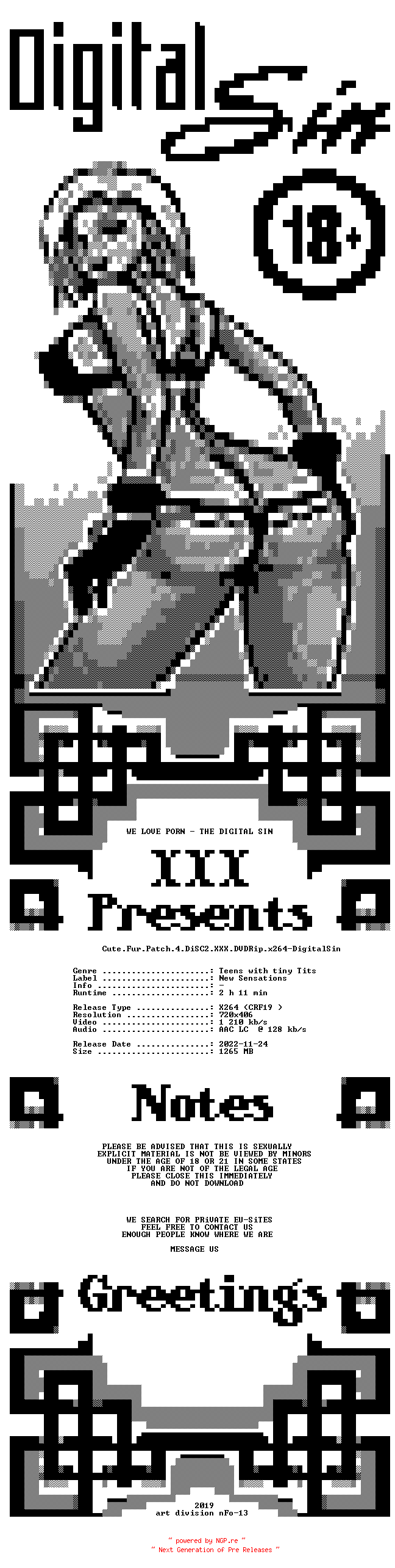 NFO for the release Cute.Fur.Patch.4.DiSC2.XXX.DVDRip.x264-DigitalSin by DigitalSin
