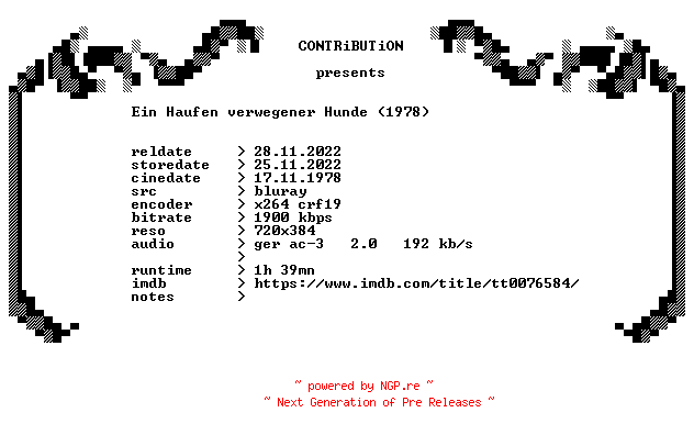 NFO for the release Ein.Haufen.verwegener.Hunde.1978.REMASTERED.German.BDRip.x264-CONTRiBUTiON by CONTRiBUTiON