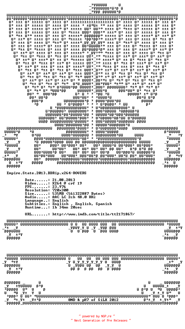 NFO for the release Empire.State.2013.BDRip.x264-ROVERS by ROVERS