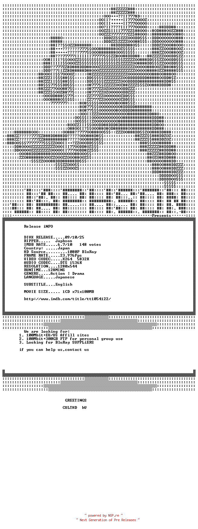 NFO for the release Goemon.2009.720p.BluRay.x264-Japhson by Japhson
