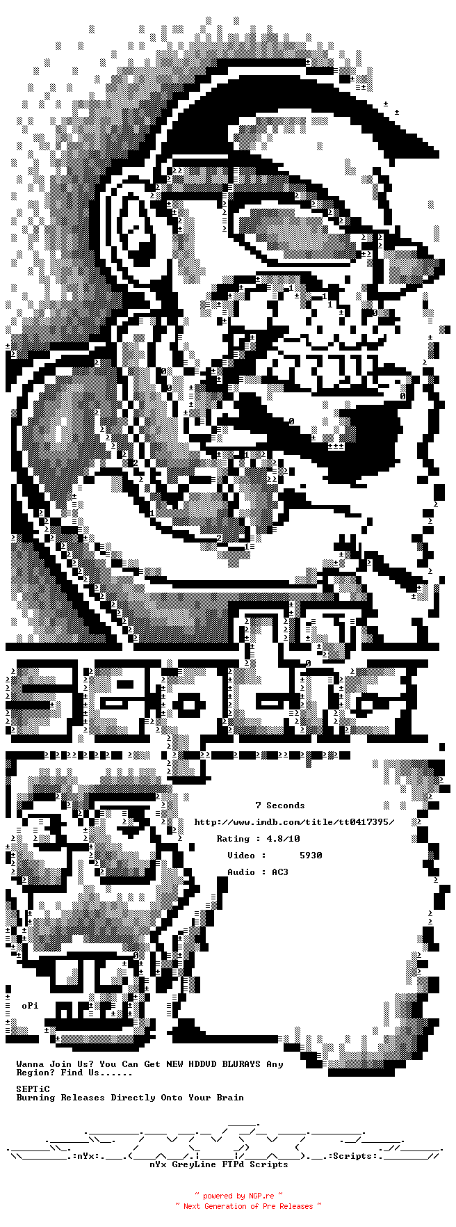 NFO for the release 7.Seconds.2005.STV.720p.BluRay.x264-SEPTiC by SEPTiC