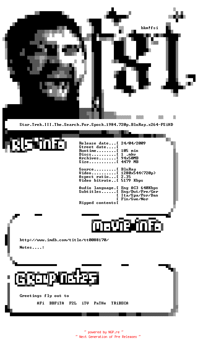 NFO for the release Nighthawks.1978.720p.Bluray.x264-hV by hV