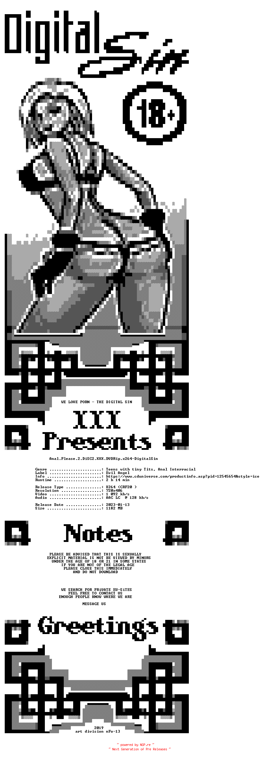 NFO for the release Anal.Please.2.DiSC2.XXX.DVDRip.x264-DigitalSin by DigitalSin