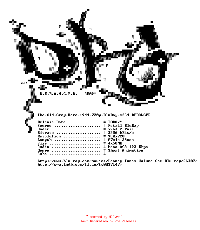 NFO for the release The.Old.Grey.Hare.1944.720p.BluRay.x264-DERANGED by DERANGED