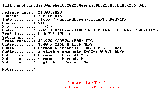 NFO for the release Till.Kampf.um.die.Wahrheit.2022.German.DL.2160p.WEB.x265-W4K by W4K