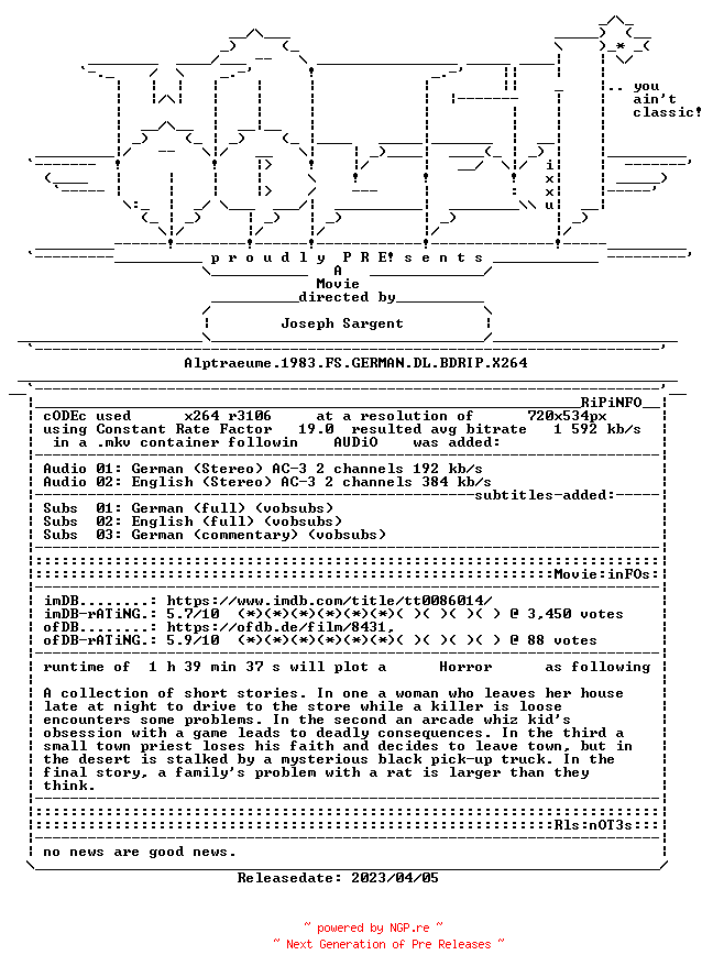NFO for the release Alptraeume.1983.FS.GERMAN.DL.BDRIP.X264-WATCHABLE by WATCHABLE