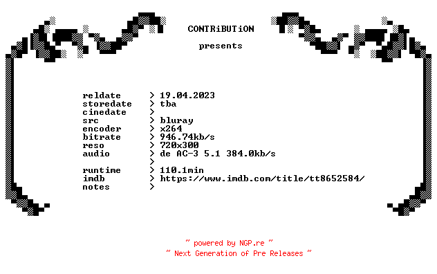 NFO for the release Hell.On.The.Border.2019.German.BDRip.x264-CONTRiBUTiON by CONTRiBUTiON