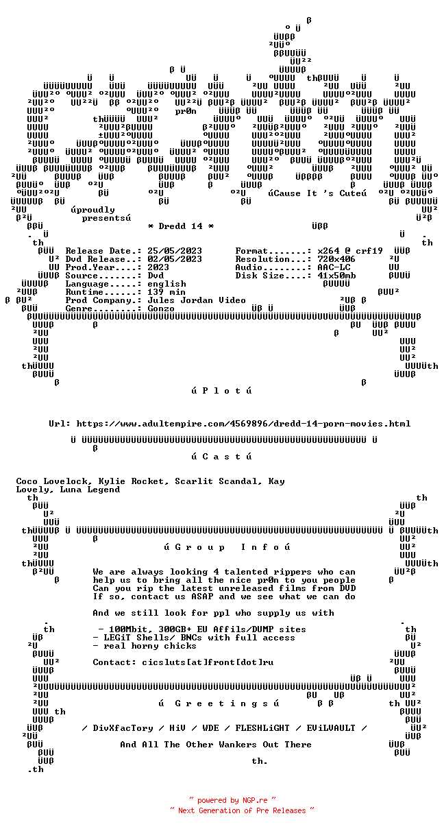NFO for the release Dredd.14.XXX.DVDRip.x264-CiCXXX by CiCXXX