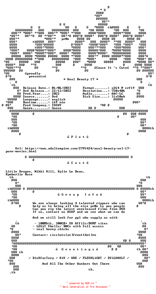 NFO for the release Anal.Beauty.17.XXX.DVDRip.x264-CiCXXX by CiCXXX