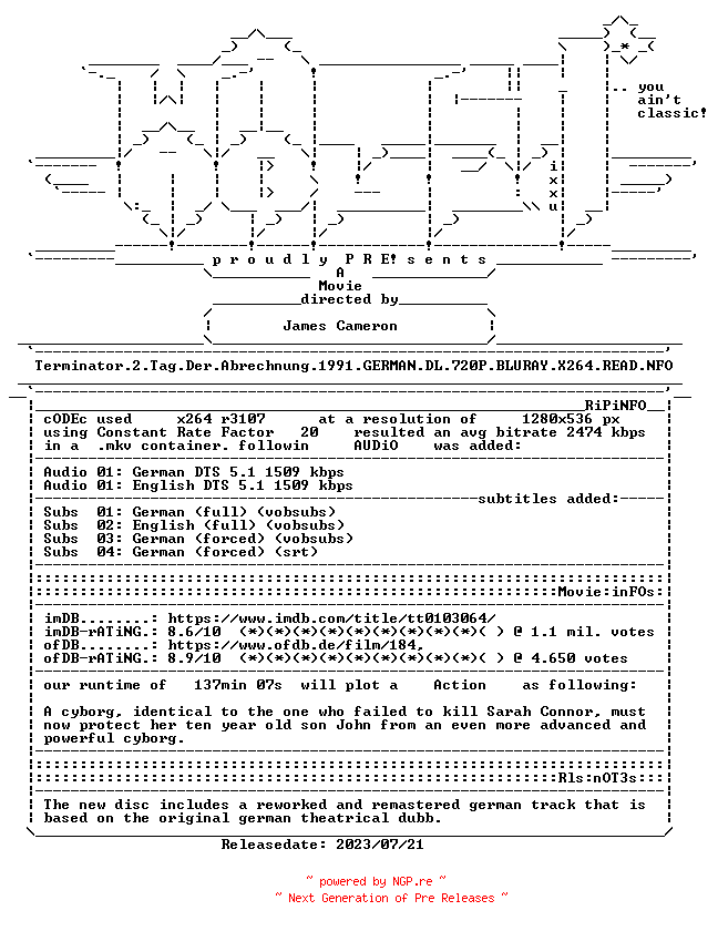 NFO for the release Terminator.2.Tag.Der.Abrechnung.1991.GERMAN.DL.720P.BLURAY.X264.READ.NFO-WATCHABLE by WATCHABLE