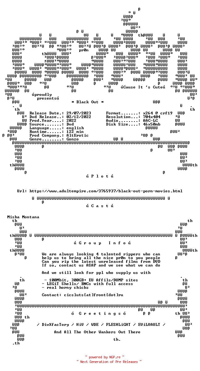 NFO for the release Black.Out.XXX.DVDRip.x264-CiCXXX by CiCXXX