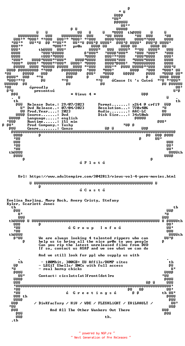 NFO for the release Views.4.XXX.DVDRip.x264-CiCXXX by CiCXXX