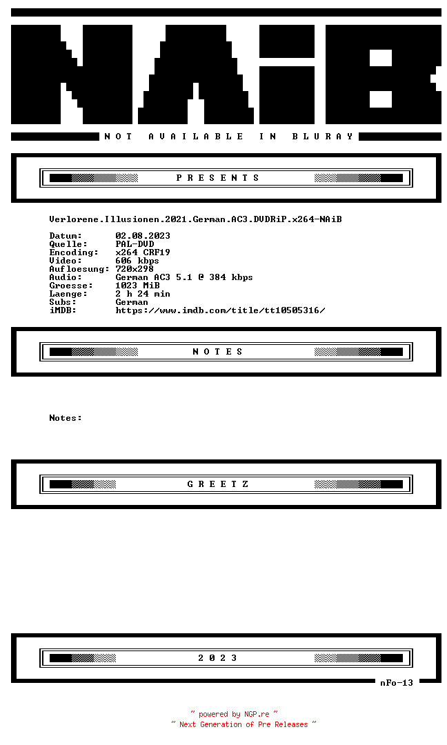 NFO for the release Verlorene.Illusionen.2021.German.AC3.DVDRiP.x264-NAiB by NAiB