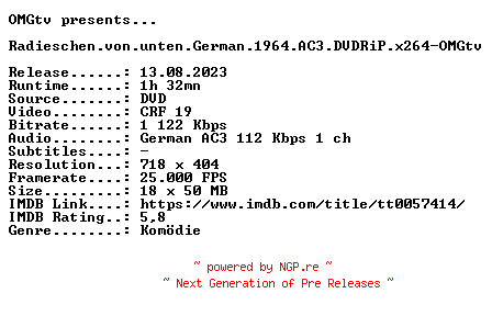 NFO for the release Radieschen.von.unten.German.1964.AC3.DVDRiP.x264-OMGtv by OMGtv