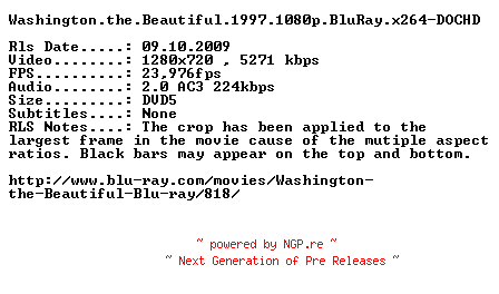 NFO for the release Washington.the.Beautiful.1997.720p.BluRay.x264-DOCHD by DOCHD