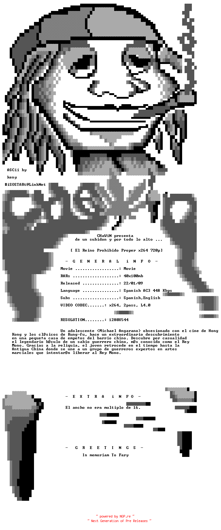 NFO for the release El.Reino.Prohibido.720p.SPANiSH.PROPER.BluRay.x264-CHaWiN by CHaWiN