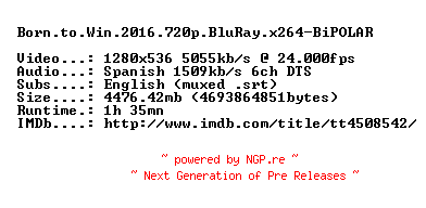 NFO for the release Born.to.Win.2016.720p.BluRay.x264-BiPOLAR by BiPOLAR