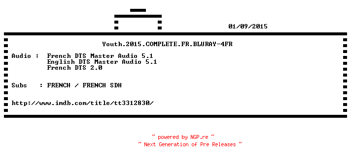 NFO for the release Youth.2015.COMPLETE.FR.BLURAY-4FR by 4FR