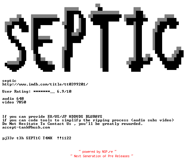 NFO for the release The.Island.2005.720p.BluRay.x264-SEPTiC by SEPTiC
