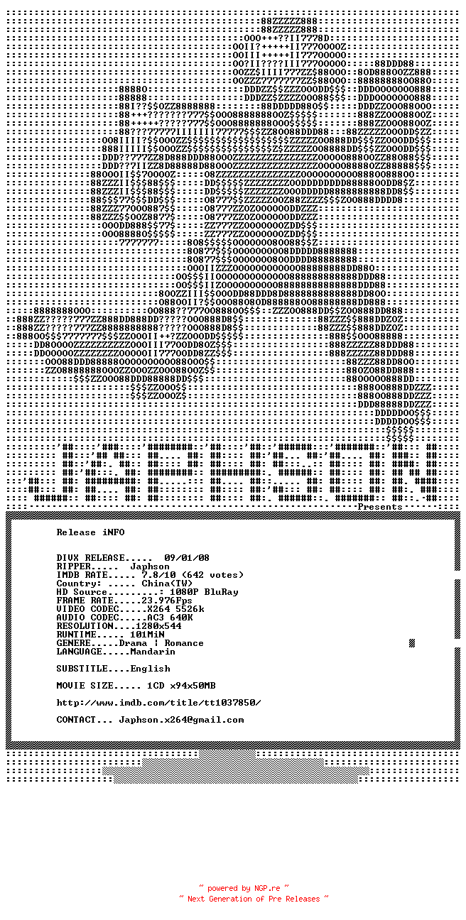NFO for the release Secret.2007.720p.BluRay.x264-Japhson by Japhson